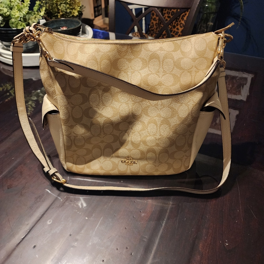 Coach signature shoulder bad with crossbody strap